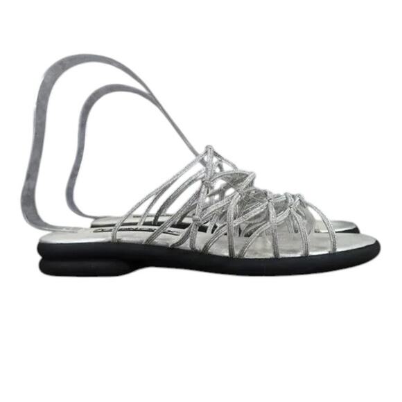 Cabin Creek Shoes Womens 6 Sandal Fashion Slip On Strappy Metallic Elastic Retro - Picture 11 of 11